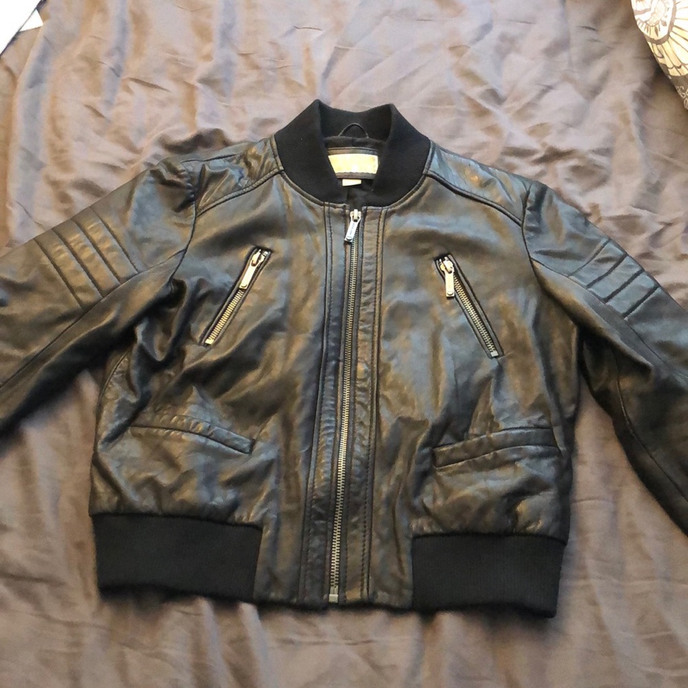 michael kors leather jacket - women L